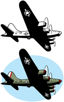 A drawing of a World War II era bomber aircraft. 