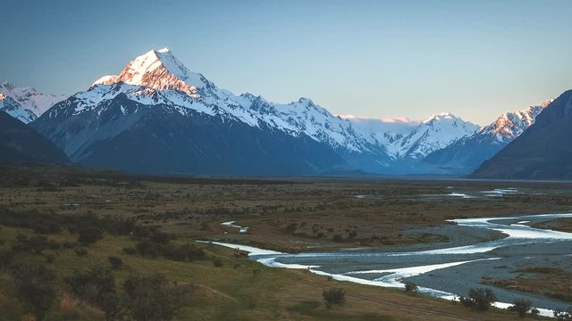 MountMount Cook Aoraki Sunset ZOOM New Zealand Timelapse Prores 422 4K 