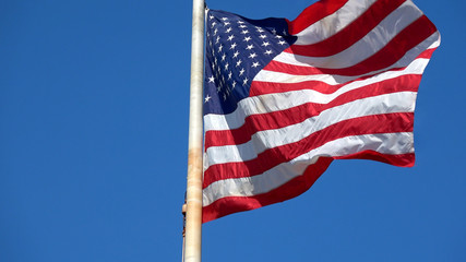 Flag of the United States of America waving in the wind