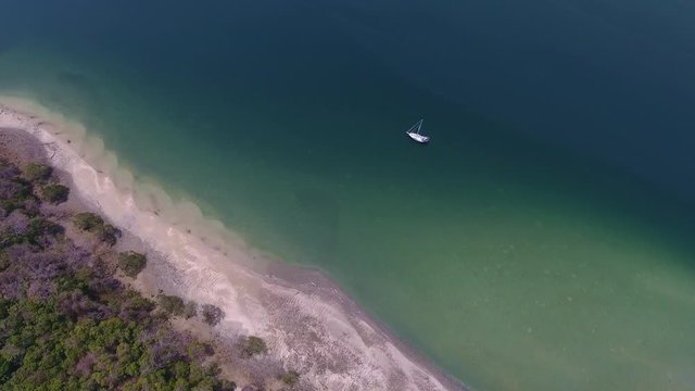 Aerial View of Las Perlas Islands with Coral and Rock Fringed Clear Water Beaches