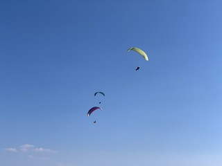 Paragliding fly at Hungary Harmashatar hill
