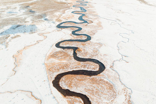 Winding River in Snow