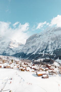 Switzerland Winter Town in Snow