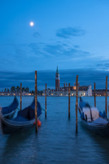 Moon above San Giorgio Maggiore island and church, Venice Italy
