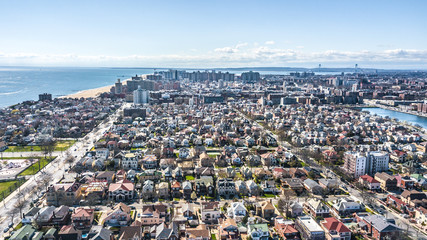 Fototapeta premium Aerial Images of Sheepshead Bay Brooklyn