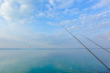 Fishing by lakeside