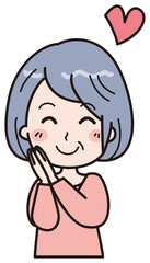 高齢女性　嬉しい　イラスト