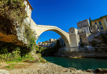 Old bridge Mostar with blue sky, Bosnia