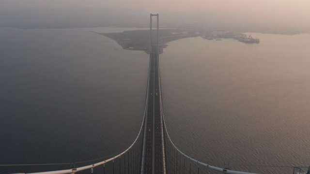 aerial view of izmit gulf bridge