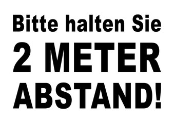 ds90 DiskretionSchild - Hinweis mit text in deutsch: Bitte halten Sie 2 METER ABSTAND! - Anstehen im Kunden- und Wartebereich - Hygienemassnahme, Infektionsschutz - Poster DIN A1 A2 A3 A4 - xxl g9412
