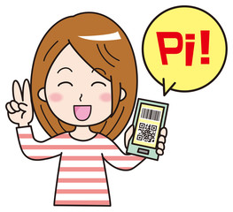 スマホ決済　イラスト　女性