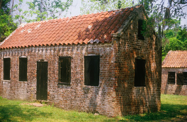 Brick slaves quarters at the Boone Hall Plantation, Charleston, SC