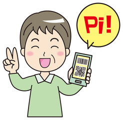 スマホ決済　イラスト　高齢男性1