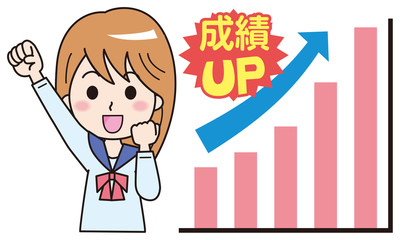 成績アップ　女子高生　イラスト1