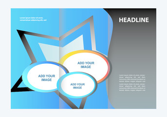 Tri-fold business brochure template template design, mock-up cover 
