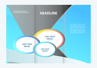 Tri-fold business brochure template template design, mock-up cover 
