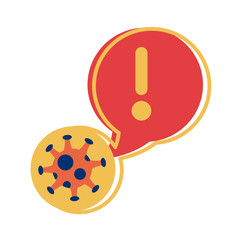 covid 19 particle with speech bubble flat style