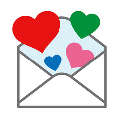 ラブレターのイメージイラスト　封筒から飛び出すハート（カラー）