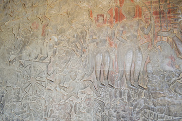 Stucco on wall in an ancient temple