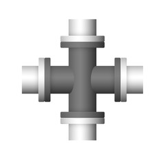 Pipe vector icon. Connection by flange fitting. Part for pipeline construction to transportation water, oil and gas. Also for water supply infrastructure, wastewater treatment, plumbing and irrigation