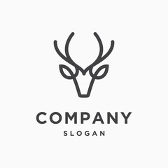 Simple iconic deer head logo design Premium Vector