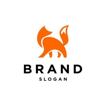 flat orange fox logo vector elements