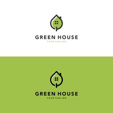 
Eco leaves green house logo icon design template elements 