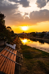 Ratsadaphisek Bridge with Wang River at Evening