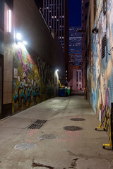 Urban city alley at night