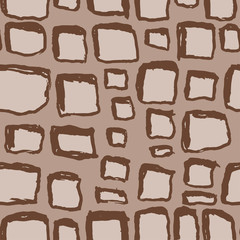 Stones handdrawn seamless brown pattern. Vector illustration.
