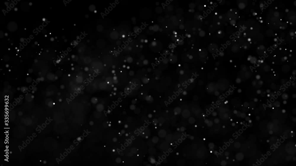 Poster abstract 3d rendering of chaotic flying particles with bokeh effect. futuristic motion cgi generated