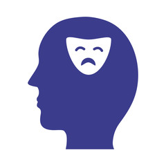 profile with sad mask mental health silhouette style icon