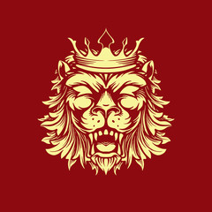 Fototapeta na wymiar style vector illustration crowned lion creepy
