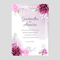 Elegant watercolor wedding invitation card template design Premium Vector