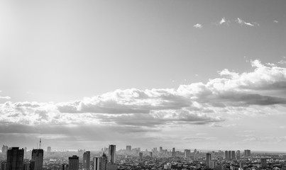 Makati skyline Manila, The Philippines at sunset.