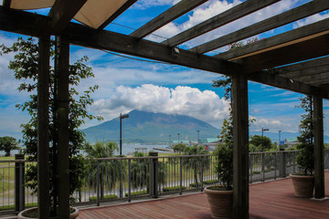 landscape of acting volcano in kagoshima japan daytime summer sunny clouds 