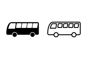 Bus Icons set on white background. Black bus vector icon