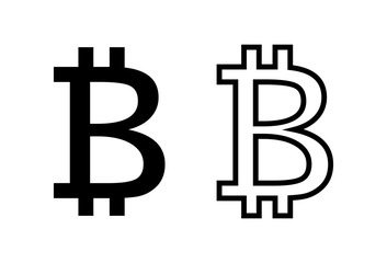 Bitcoin sign icons set on white background. Crypto currency symbol. Blockchain. Cryptocurrency