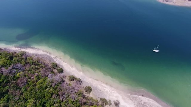 Aerial View of Las Perlas Islands with Coral and Rock Fringed Clear Water Beaches