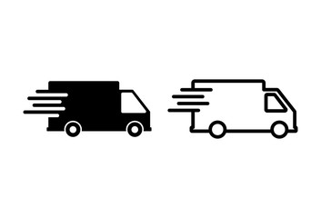 Delivery Icons set on white background. Fast Delivery Icon. Fast shipping delivery truck. Truck icon delivery