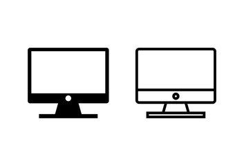 Computer icons set on white background. PC Icon vector. Computer monitor icon. Flat PC symbol