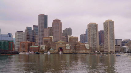 Beautiful Skyline of Boston view from the harbor