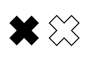 Close icons set on white background. Delete icon. remove, cancel, exit symbol