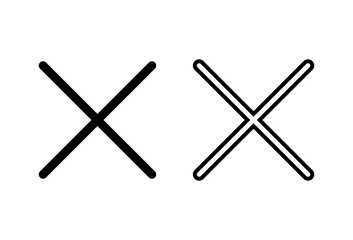 Close icons set on white background. Delete icon. remove, cancel, exit symbol