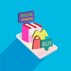 Shopping Online on Mobile Application or Website, Business and Digital marketing concept, E-Commerce Phone Internet banner templates, Vector illustration design,