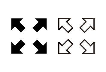 Fullscreen Icons set on white background. Expand to full screen icon for apps and websites. Fullscreen sign icon. Arrows symbol