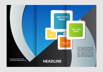 Vector empty tri-fold brochure print template design, trifold bright booklet or flyer
