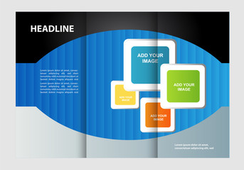 Vector empty tri-fold brochure print template design, trifold bright booklet or flyer
