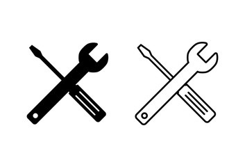 Repair icons set. Wrench and screwdriver icon. Settings vector icon. Maintenance
