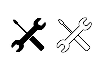 Repair icons set. Wrench and screwdriver icon. Settings vector icon. Maintenance